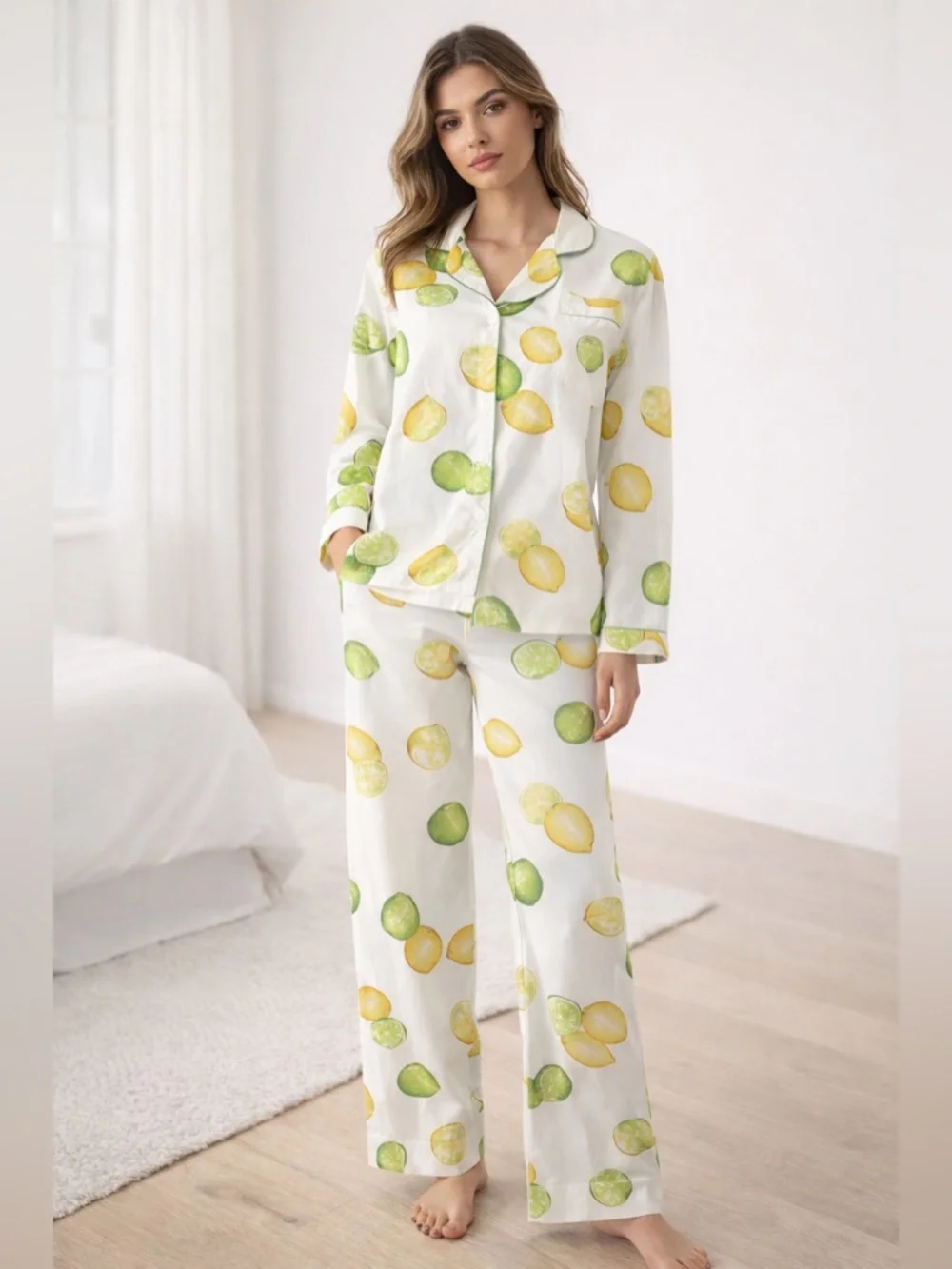 Victoria’s Secret Lemon Lime Citrus Cotton Pajama Set Lounge Size M - Picture 2 of 10